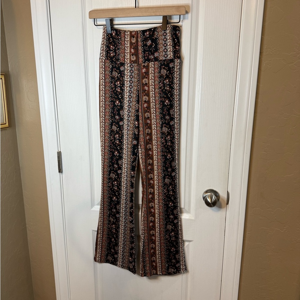 Floral Striped Women's Flare Pants